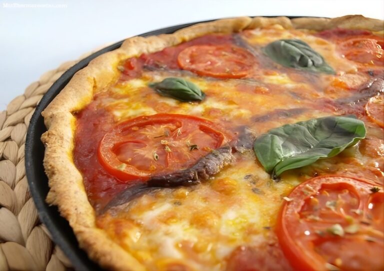 Pizza integral con tomate, mozzarella y albahaca 4 Pizza integral con tomate, mozzarella y albahaca