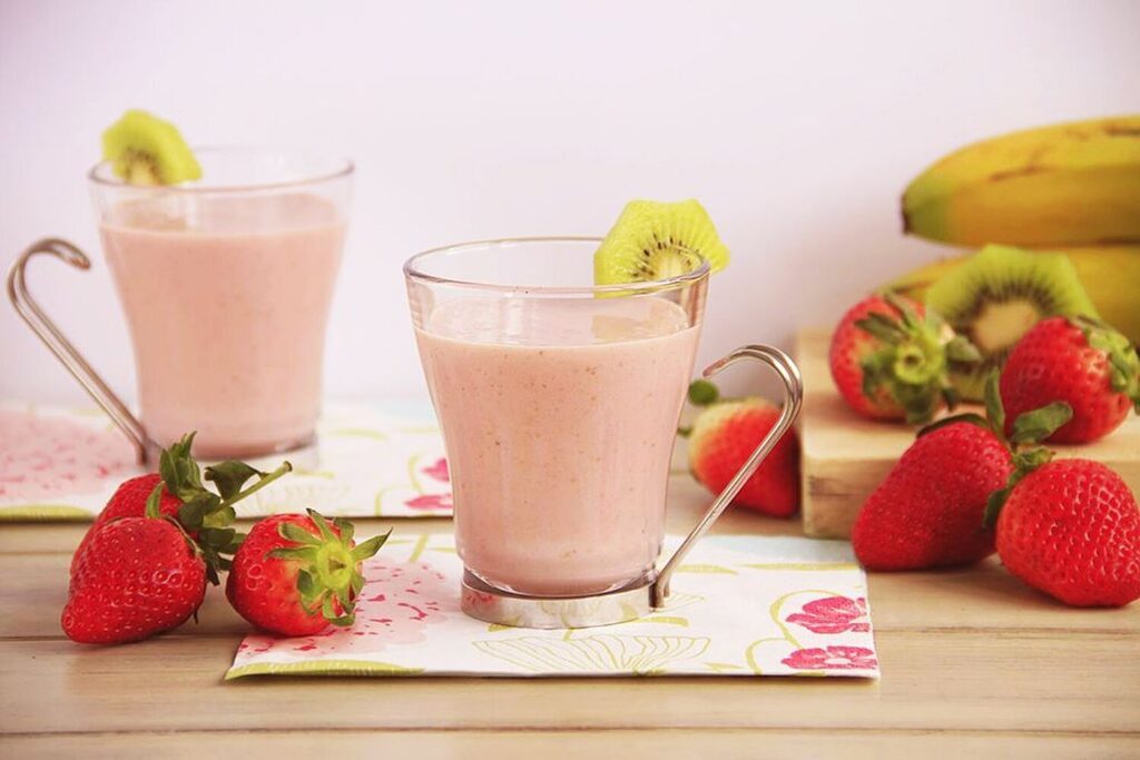 Smoothie de fresas y plátano 1 Smoothie de fresas y plátano