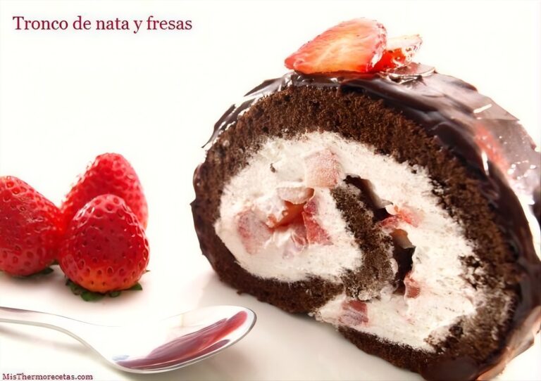 Tronco de nata y fresas 4 Tronco de nata y fresas