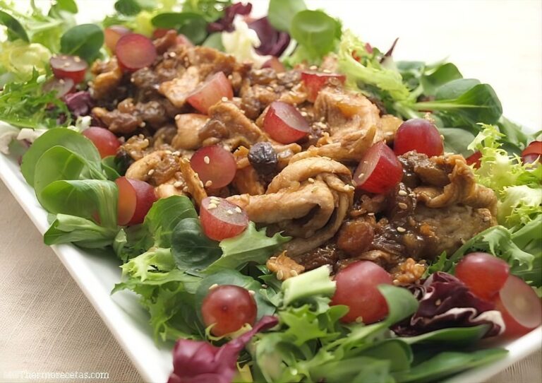 Ensalada templada con pollo, uvas y pasas 6 Ensalada templada con pollo, uvas y pasas