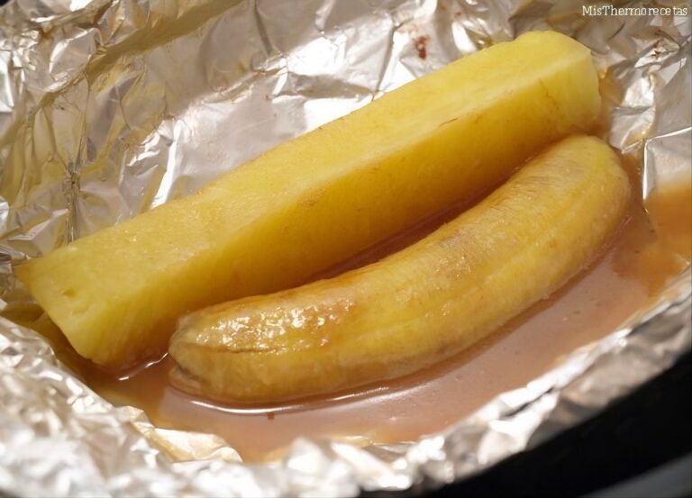Papillote de plátano y piña 2 Papillote de plátano y piña