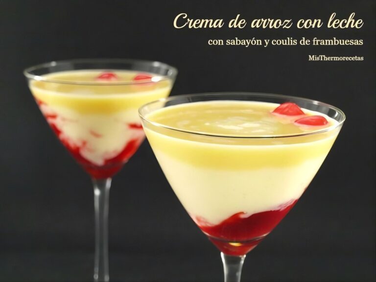 Crema de arroz con leche con sabayón y coulis de frambuesas 6 Crema de arroz con leche con sabayón y coulis de frambuesas
