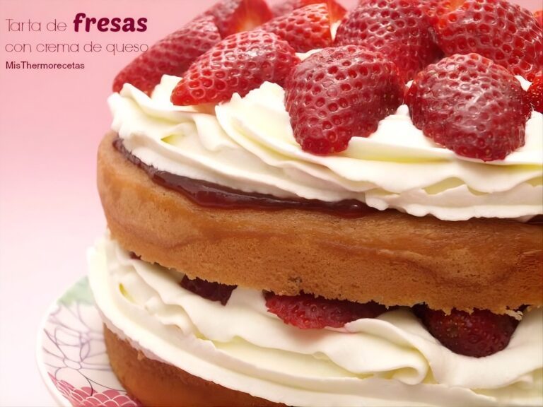 Tarta de fresas con crema de queso