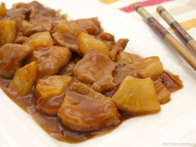 Escalopines con piña y salsa agridulce - MisThermorecetas Escalopines con piña y salsa agridulce