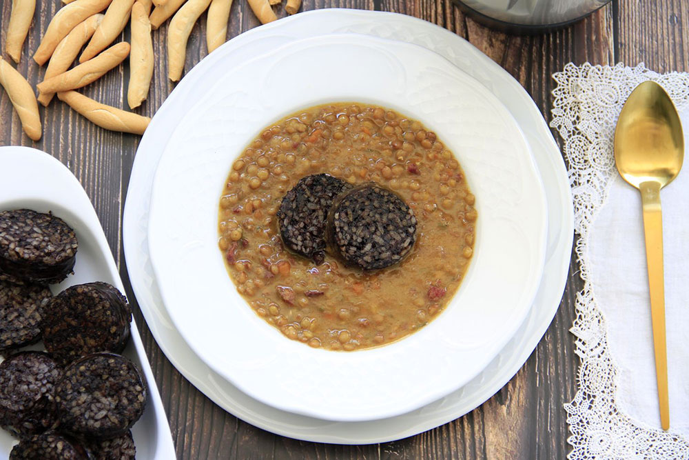 Lentejas con morcilla de Burgos