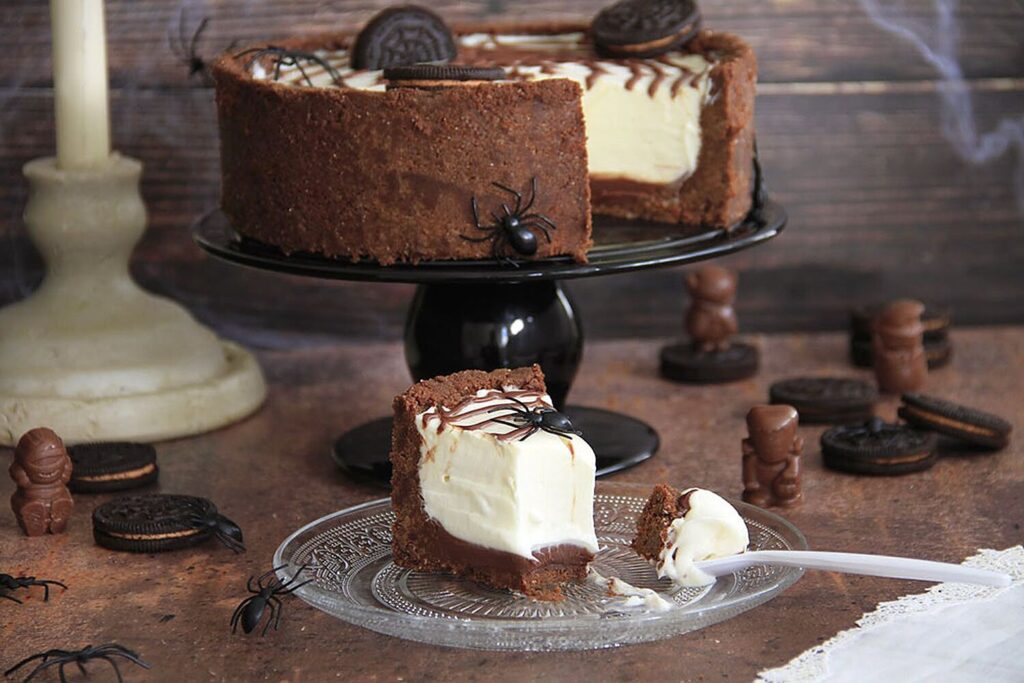 Tarta de queso y chocolate para Halloween