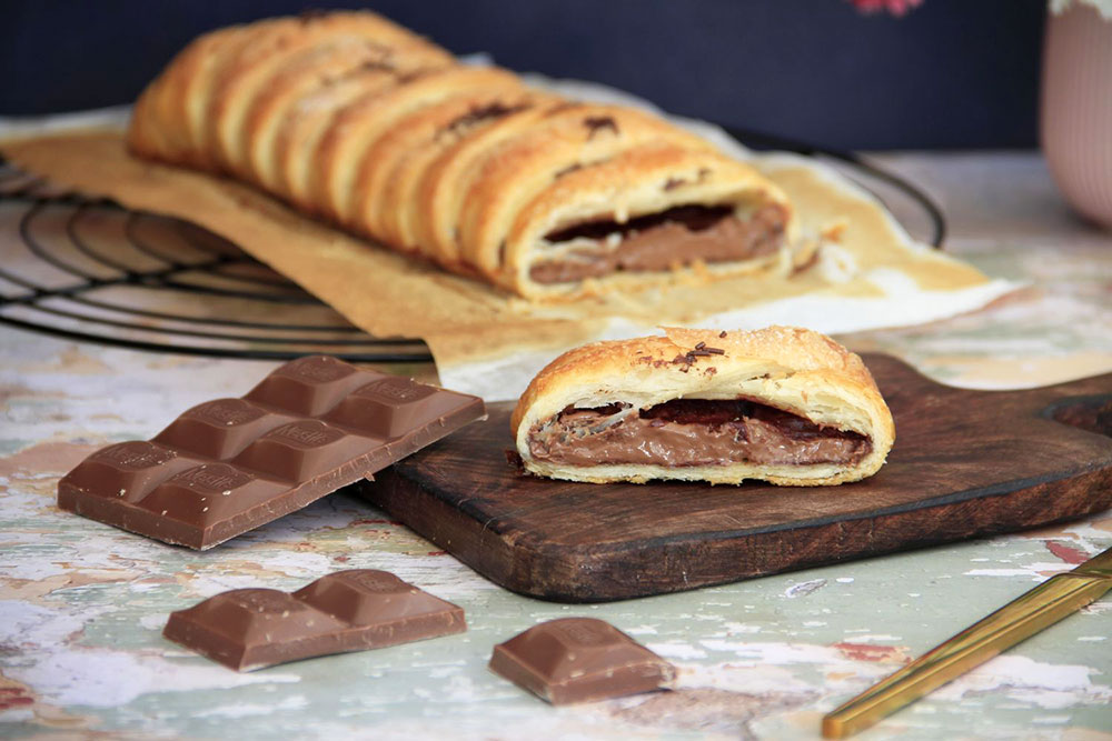 Trenza de hojaldre y chocolate