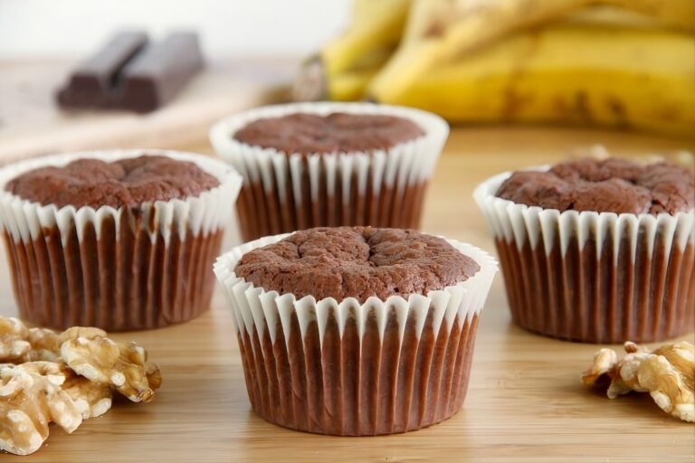 Brownie muffins de nueces y plátano (sin gluten)