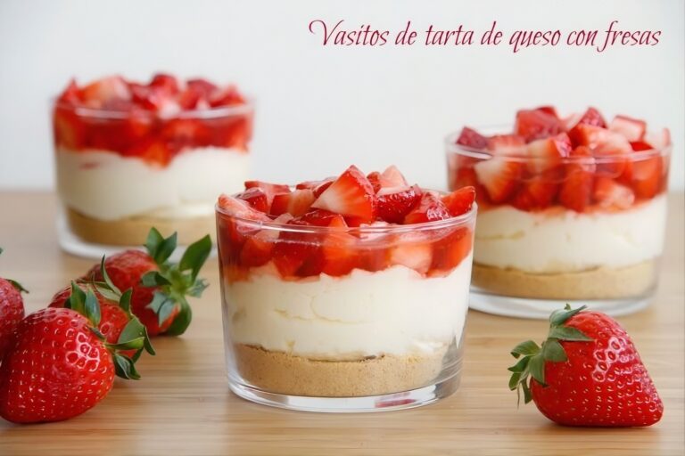 Vasitos de tarta de queso con fresas 7 Vasitos de tarta de queso con fresas