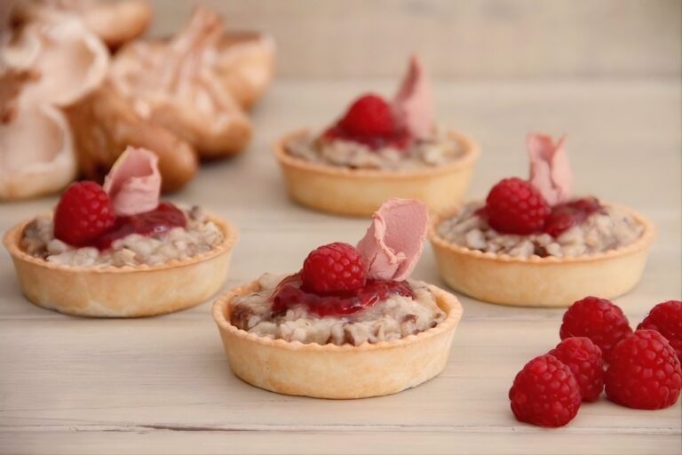 Tartaletas de setas Shiitake con frambuesas