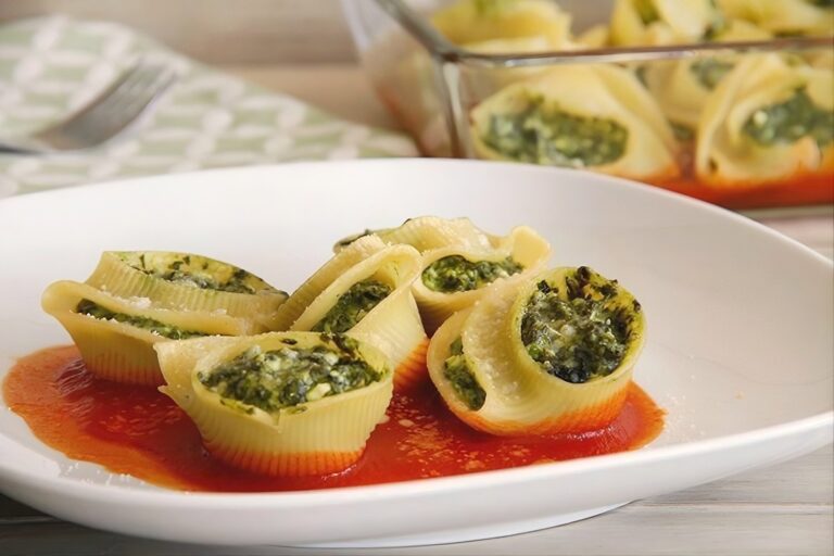 Galets o caracolas de pasta grandes rellenas de espinacas y queso 6 Galets o caracolas de pasta grandes rellenas de espinacas y queso