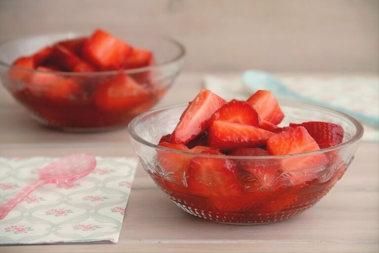 Fresas con zumo de naranja