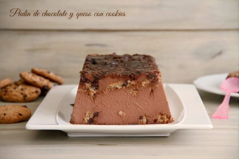 Pudin de chocolate y queso con cookies