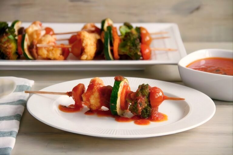 Brochetas de verduras con salsa vierge 11 Brochetas de verduras con salsa vierge