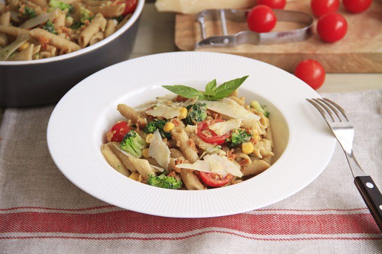 Ensalada de pasta con verdura y salsa de berenjena 5 Ensalada de pasta con verdura y salsa de berenjena