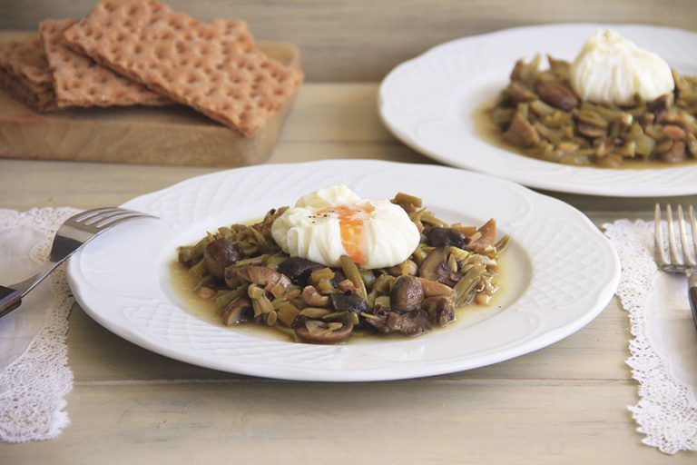 Judías verdes con setas y huevos poché 8 Judías verdes con setas y huevos poché