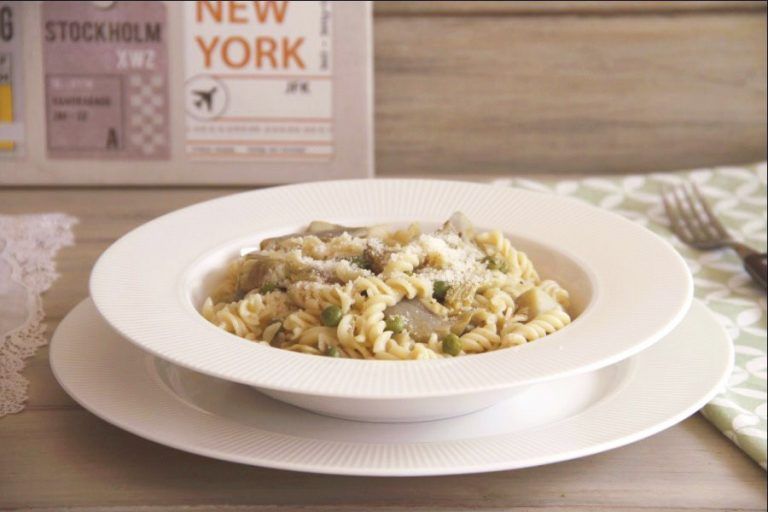 Fusilli con alcachofas y guisantes 12 Fusilli con alcachofas y guisantes