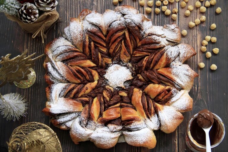 Estrella con crema de chocolate y avellanas