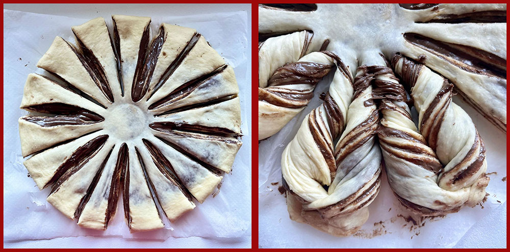 Estrella con crema de chocolate y avellanas