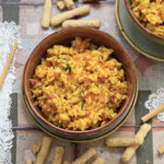 Arroz con sofrito de verduras y jamón