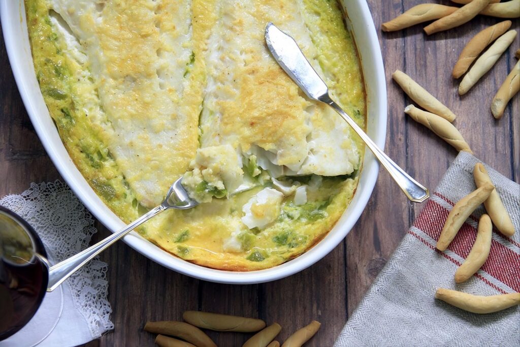 Bacalao fresco con crema de huevo
