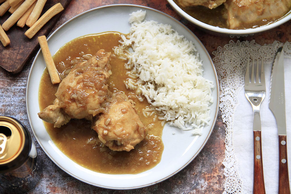 Pollo a la cerveza negra